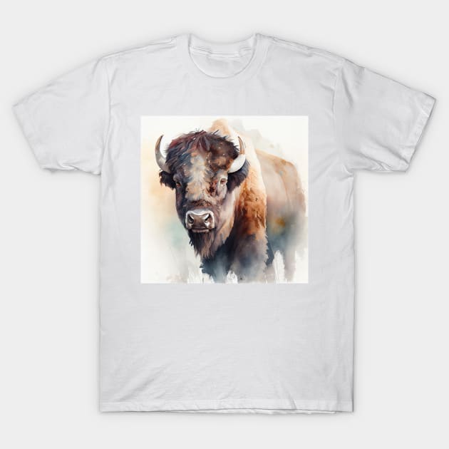 Watercolor of a single buffalo bison animal from the midwest rockies T-Shirt by Danielleroyer